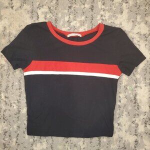 Active USA Black & Orange Scoop neck Crop Tee Size M